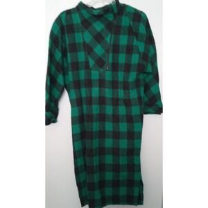 Vintage Green Plaid Wool Blend Dress Size 14 Made in Italy